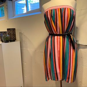 Rainbow Pleated Midi Skirt